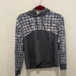 Blue hoodie with striped design
